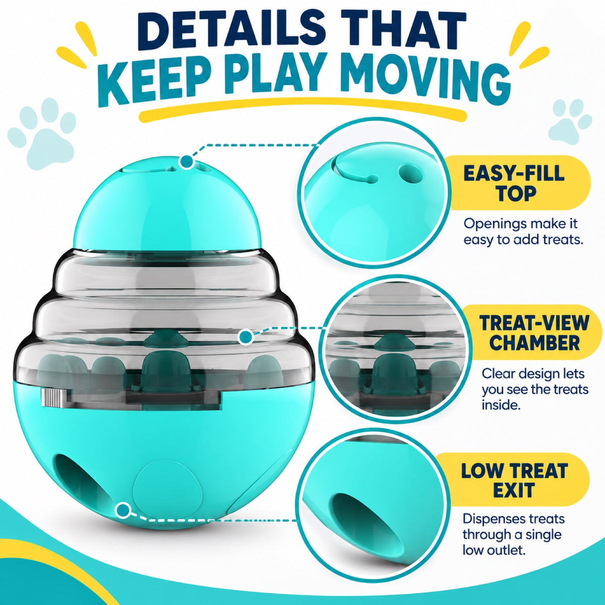 ABS Wobble Treat-Dispensing Dog Toy, 4 Colors, By GAVPEPY image 3 - 2.jpg