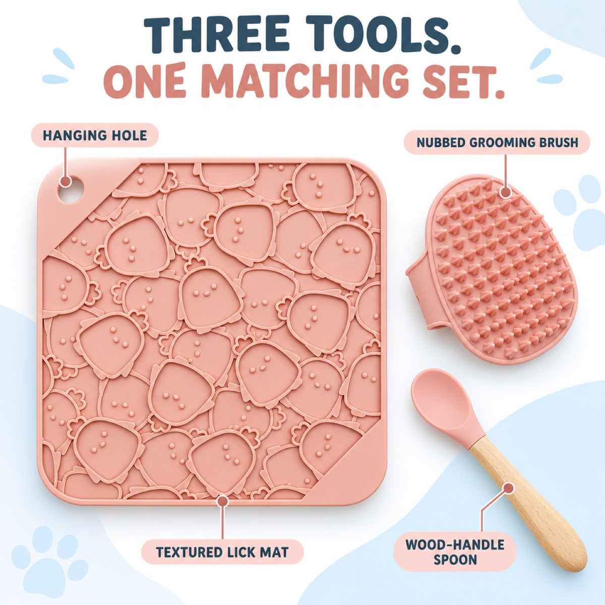 3-Piece Silicone Pet Lick Mat Bath Set, 6 Colors, By GAVPEPY image 3 - 2.jpg