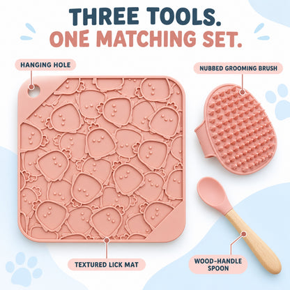 3-Piece Silicone Pet Lick Mat Bath Set, 6 Colors, By GAVPEPY image 3 - 2.jpg