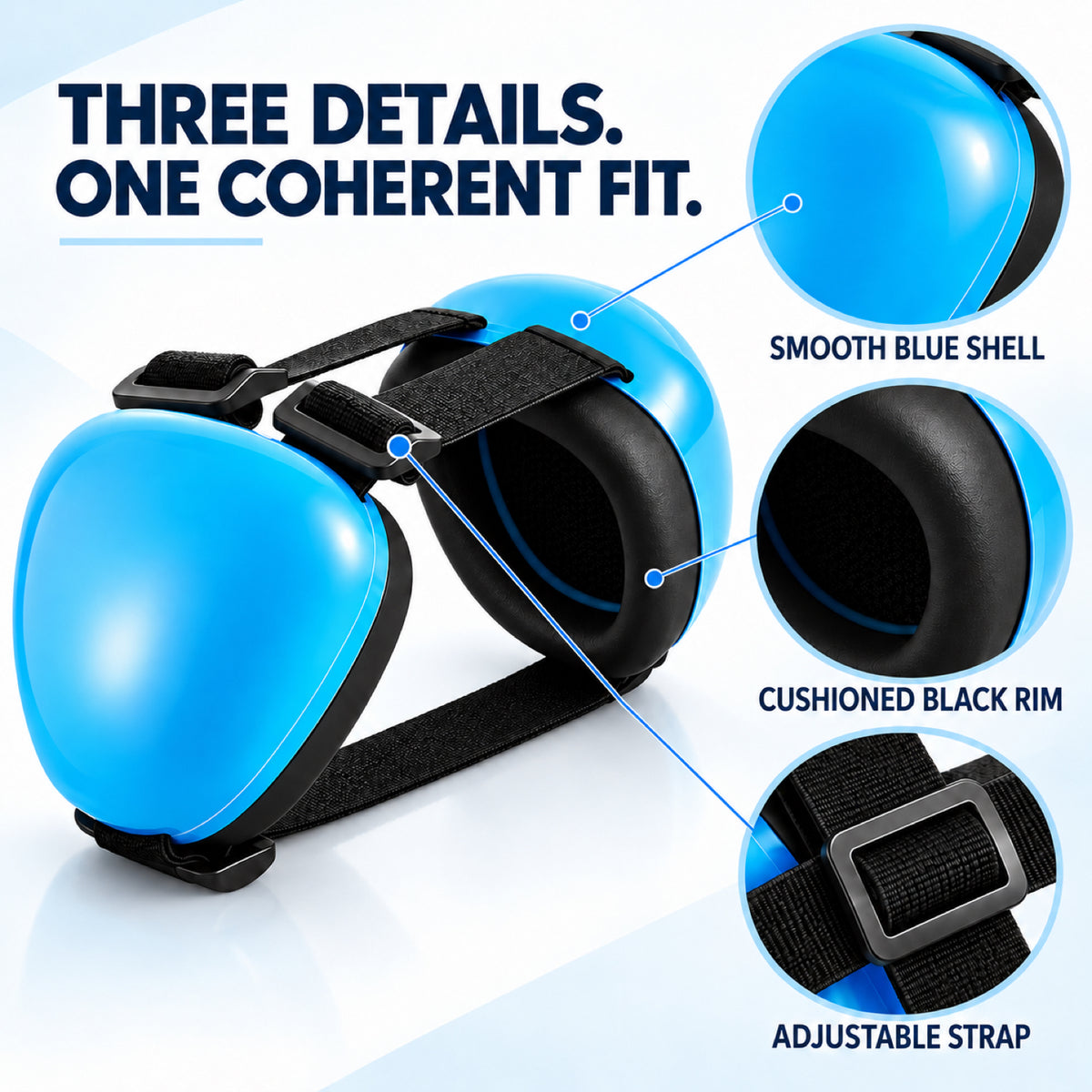 GAVPEPY ABS-Shell Blue Dog Ear Muffs with Adjustable Straps, the single Blue L configuration shown in the variant image, for covering the ears during noisy dog-care and outdoor routines, grooming, travel and outdoor routines image 3 - 2.jpg