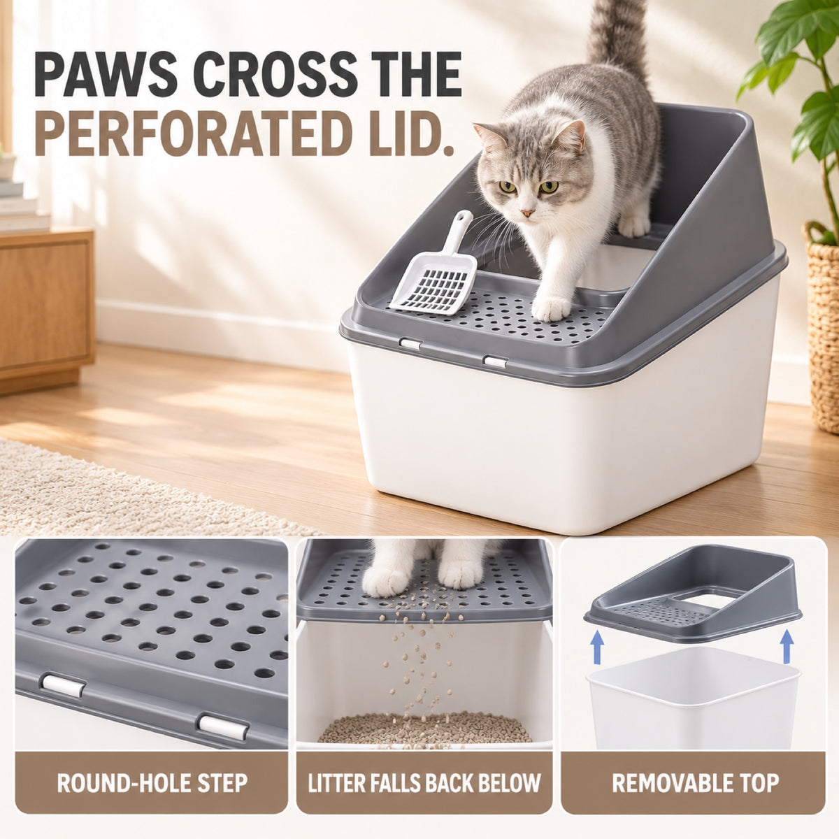 GAVPEPY Top-Entry Enclosed Cat Litter Box, 2 Options image 3 - 2.jpg
