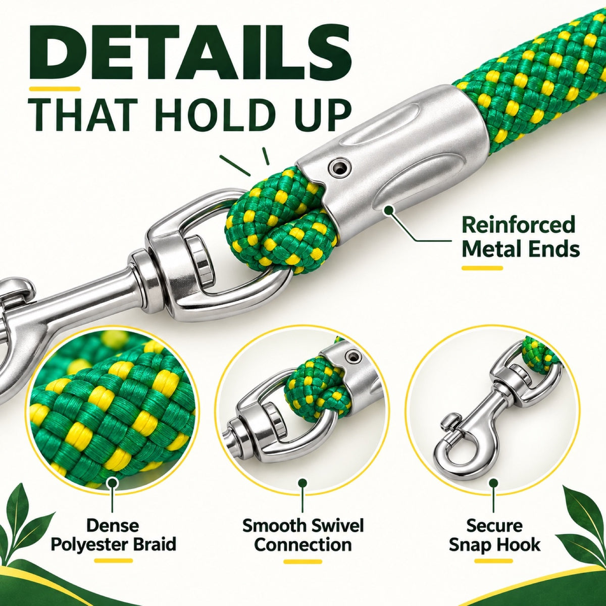 Patterned Rope Dog Leash with ID Tag, 5 Colors and 4 Sizes, By GAVPEPY image 3 - 2.jpg