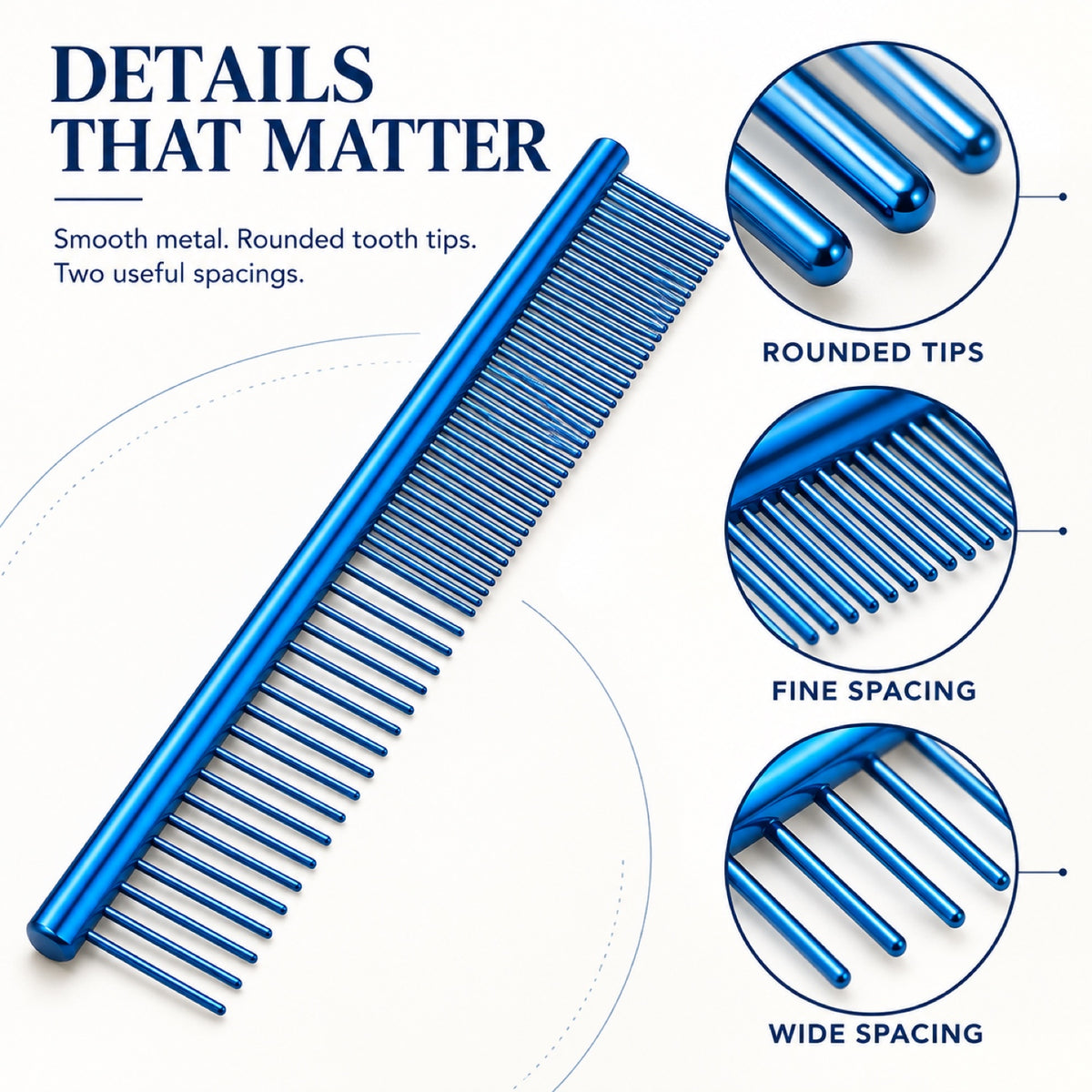 115 mm Dual-Density Metal Pet Face Comb, 4 Colors, By GAVPEPY image 3 - 2.jpg