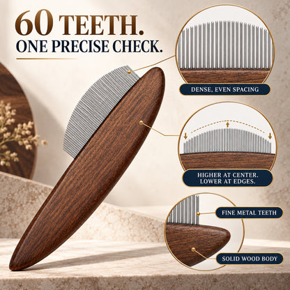 60-Tooth Wooden Pet Flea Comb, 2 Designs and 3 Finishes, By GAVPEPY image 3 - 2.jpg