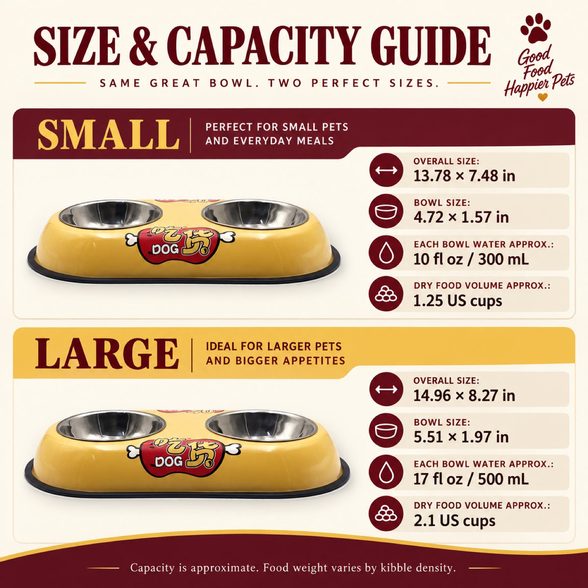 Foodie-Print Double Pet Bowl, 2 Sizes, By GAVPEPY image 3 - 2.jpg