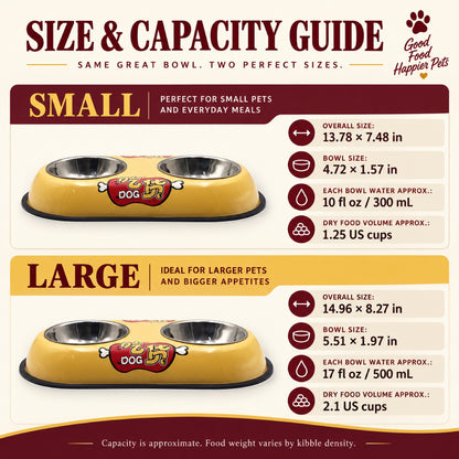 Foodie-Print Double Pet Bowl, 2 Sizes, By GAVPEPY image 3 - 2.jpg