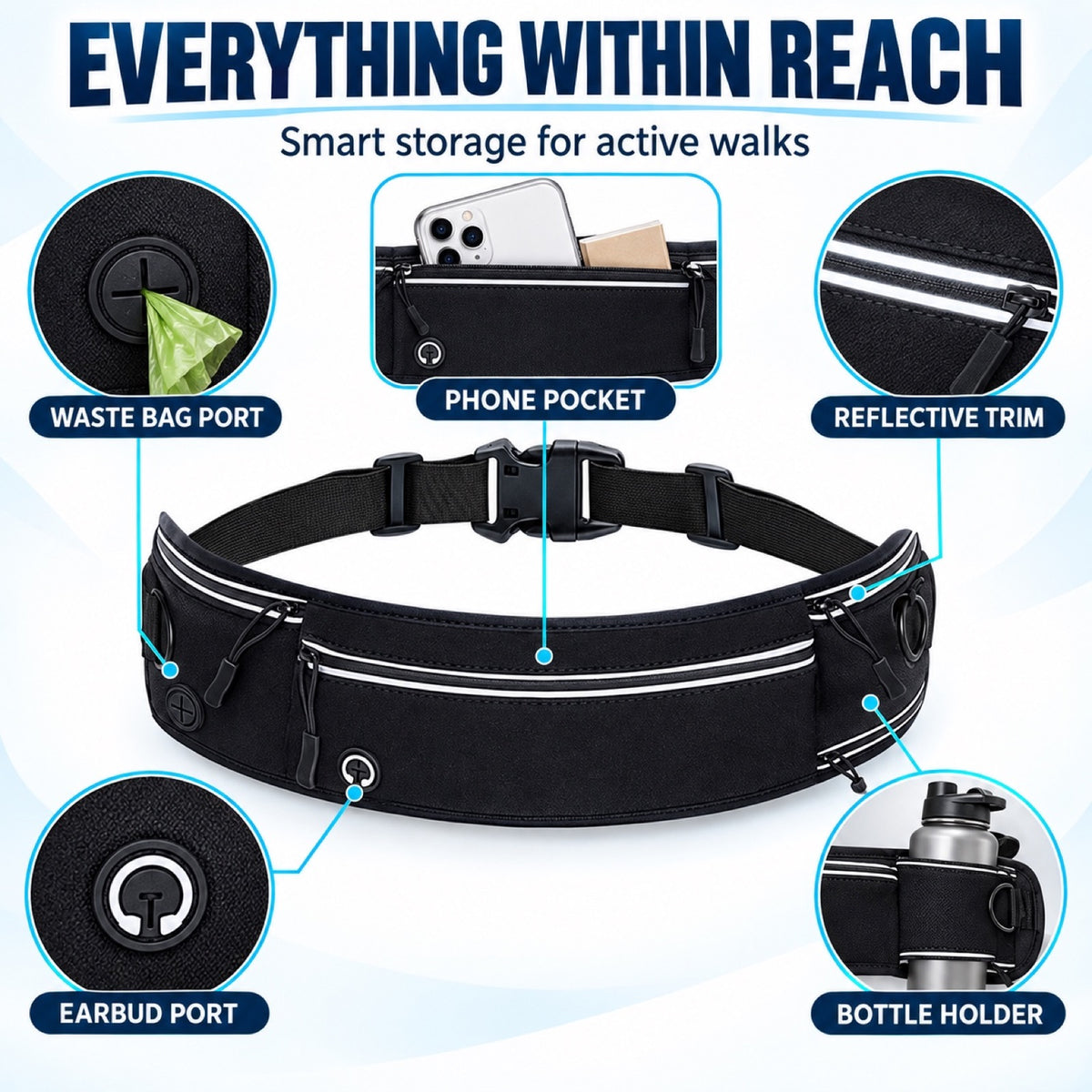 Hands-Free Running Dog Leash with Waist Pack, 4 Colors, By GAVPEPY image 3 - 2.jpg