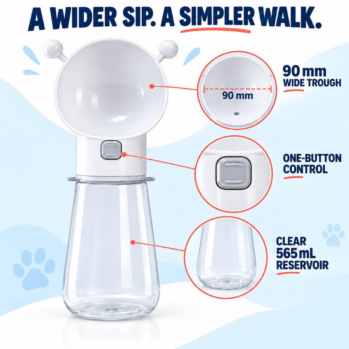 Bee-Style Silicone Pet Water Bottle, 565 mL, 4 Colors, By GAVPEPY image 3 - 2.jpg