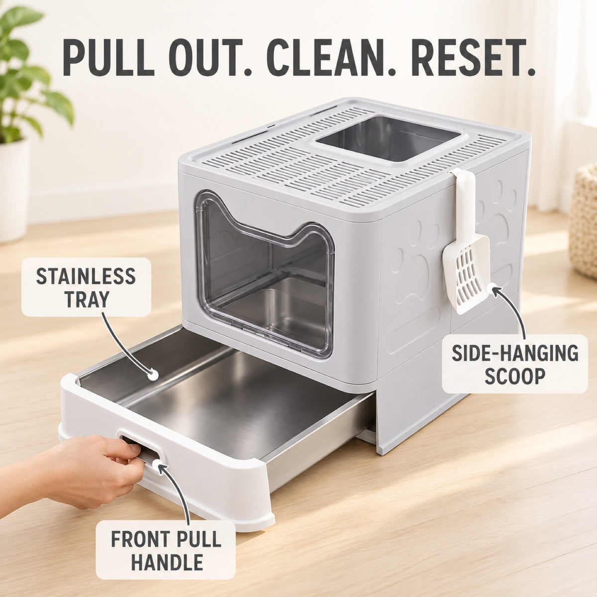 GAVPEPY Foldable Top-Entry Enclosed Cat Litter Box, 4 Options image 3 - 2.jpg