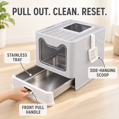 GAVPEPY Foldable Top-Entry Enclosed Cat Litter Box, 4 Options image 3 - 2.jpg