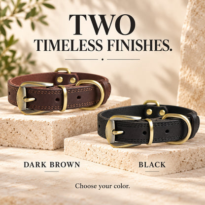 GAVPEPY Full-Grain Leather Dog Collar, 6 size options, Dark Brown, Black, for neighborhood walks, park visits and daily dog wear; an adjustable neckwear option for supervised walks and everyday outings image 3 - 2.jpg