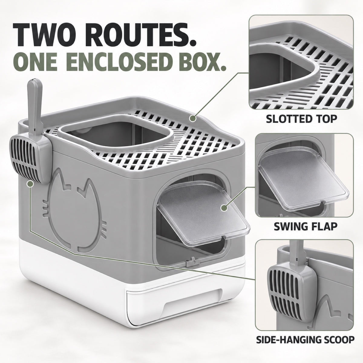 GAVPEPY Top-Entry Drawer Enclosed Cat Litter Box, 2 Options image 3 - 2.jpg