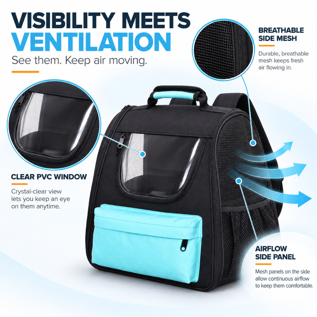 Transparent-Window Pet Carrier Backpack, 4 Colors, By GAVPEPY image 3 - 2.jpg