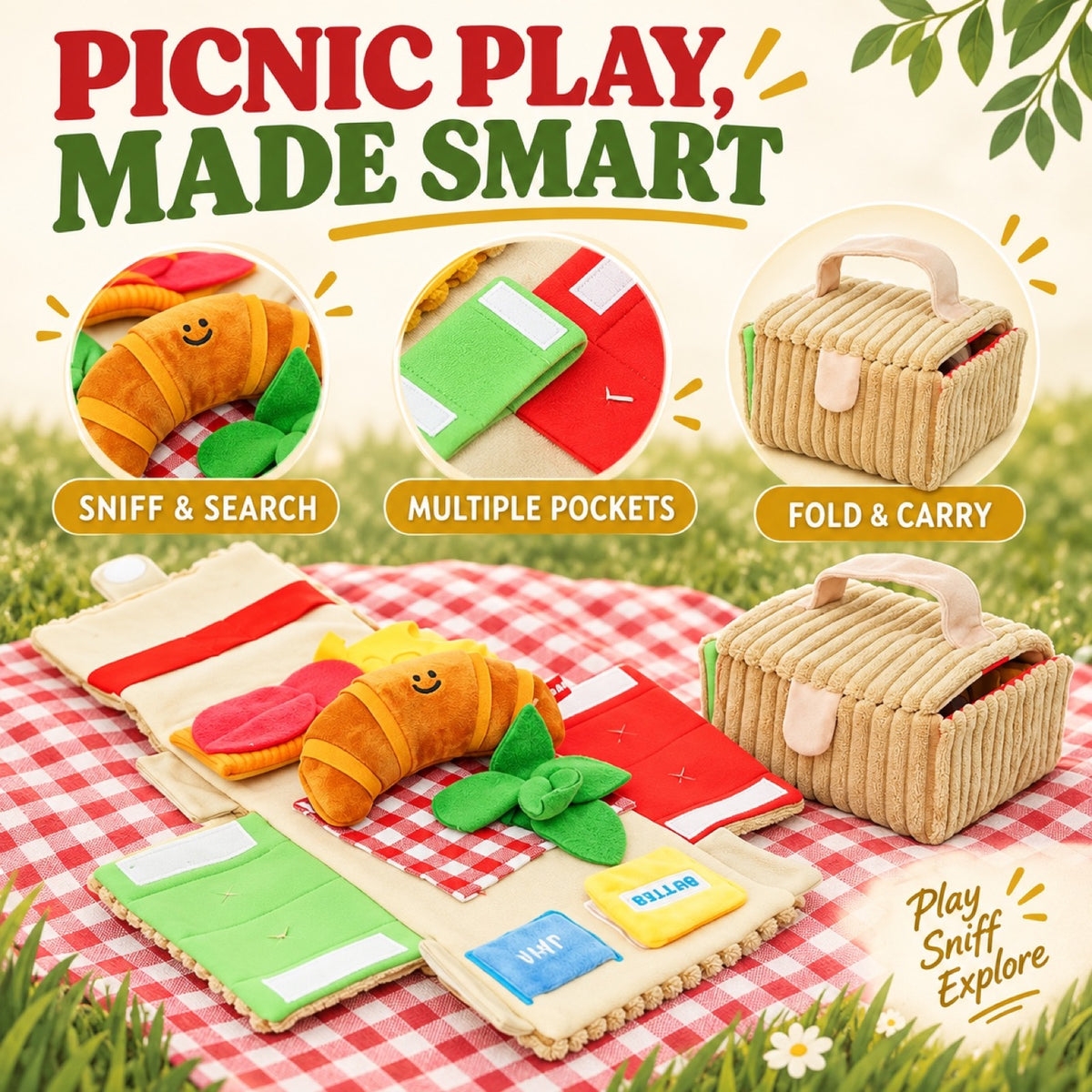 Plush Picnic Basket Hide-and-Seek Dog Toy Set, By GAVPEPY image 3 - 2.jpg