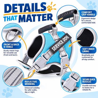 Reflective Service Dog Harness, 10 Colors and 6 Sizes, By GAVPEPY image 3 - 2.jpg