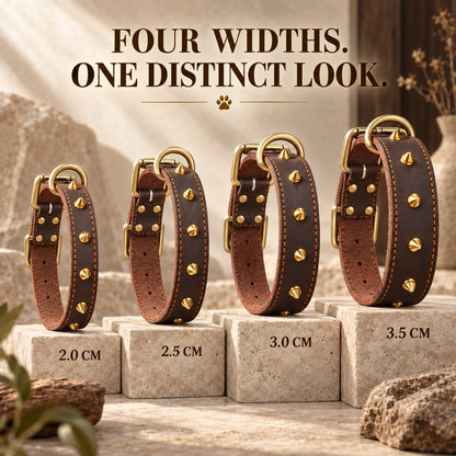 GAVPEPY Leather-style material Studded Dog Collar, Sizes 2-0 cm, 2-5 cm, 3-0 cm, 3-5 cm, Brown, for neighborhood walks, park visits and daily dog wear; an adjustable neckwear option for supervised walks and everyday outings image 3 - 2.jpg