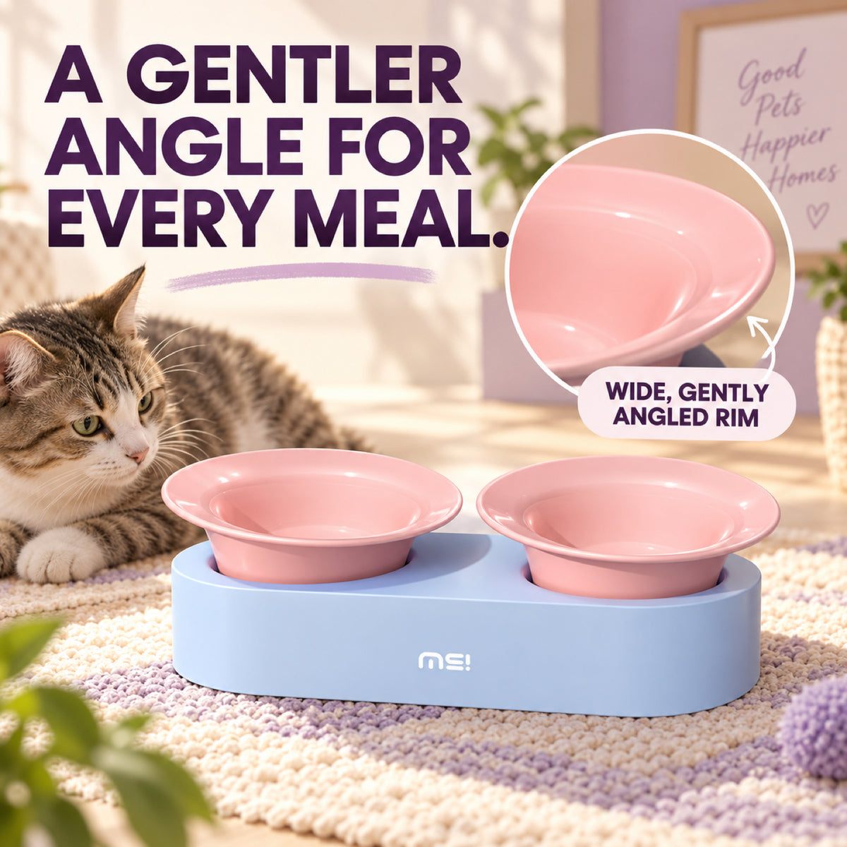 GAVPEPY Ceramic Raised Pet Bowl Collection, up to 34.5 x 15 x 12.8 cm for the paired set, seven pictured color and package options, for Everyday Dog and Cat Meals or Water at Home, raised ceramic feeding bowls in single- or double-bowl image 3 - 2.jpg