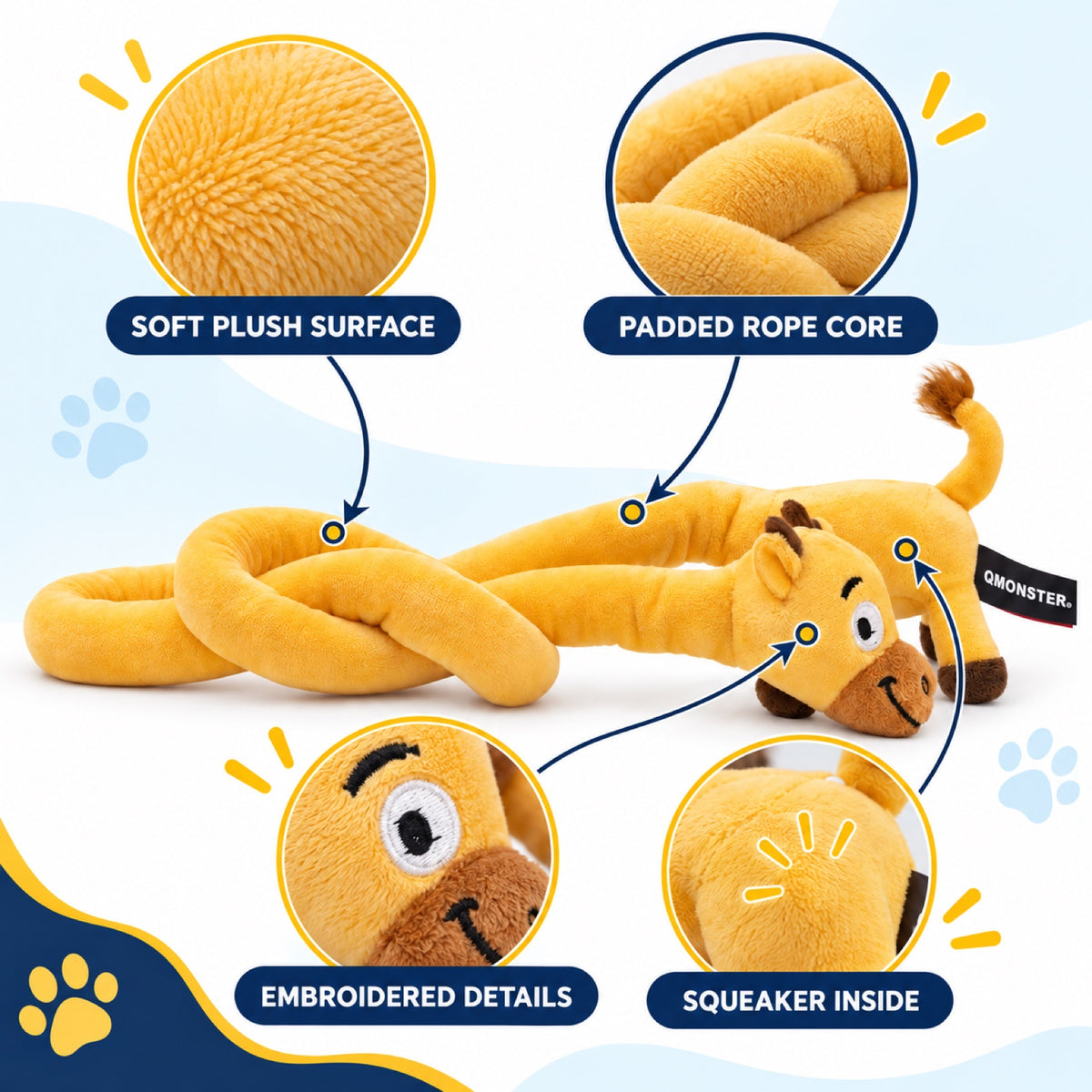 Long Plush Squeaky Tug Dog Toy, 3 Animal Styles, By GAVPEPY image 3 - 2.jpg