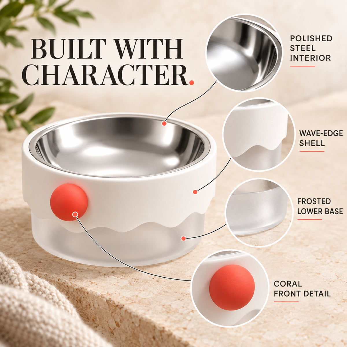 GAVPEPY Plastic Base Pet Bowl with Metal Insert, 18 x 18 x 9 cm, one pictured colorway, for Everyday Dog and Cat Meals or Water at Home, removable-looking round insert inside a wider outer base; a practical feeding setup for daily pet-care routines image 3 - 2.jpg