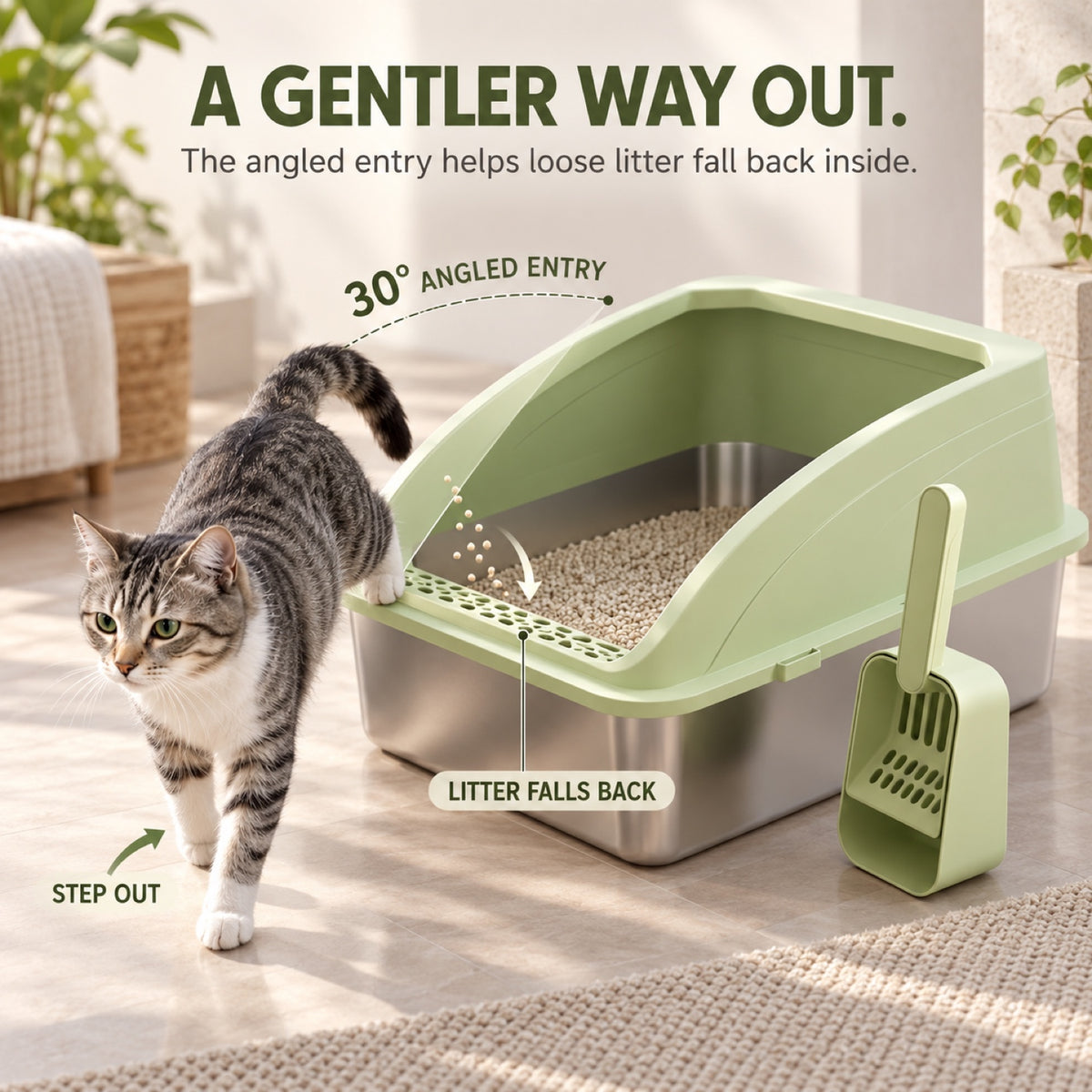 GAVPEPY Extra Large Stainless Steel High-Sided Cat Litter Box, 4 Options image 3 - 2.jpg