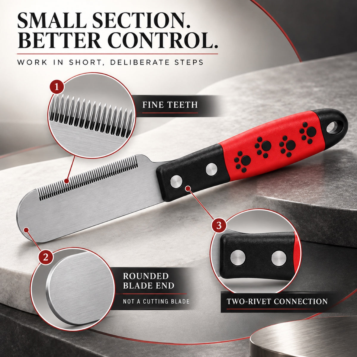 Pet Stripping Knife with Red Handle, By GAVPEPY image 3 - 2.jpg