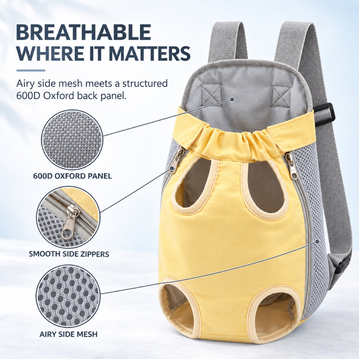 Cream Yellow Front Pet Carrier Backpack, 2 Sizes, By GAVPEPY image 3 - 2.jpg