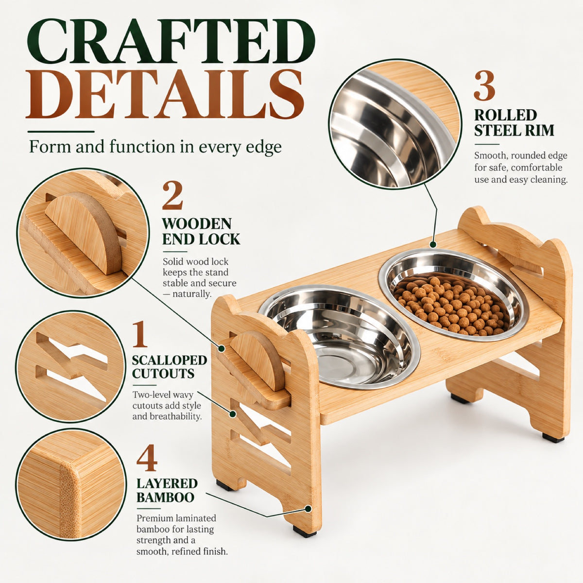 Scalloped Bamboo Double Pet Bowl Stand, By GAVPEPY image 3 - 2.jpg