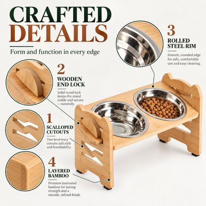 Scalloped Bamboo Double Pet Bowl Stand, By GAVPEPY image 3 - 2.jpg