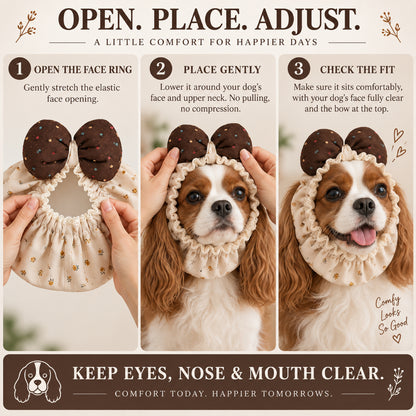 GAVPEPY Polyester Cocoa Bow Long-Ear Dog Snood, the Cocoa Bow Ear Cover Only design in S, M and L, for holding long canine ears back during meals and supervised outings, feeding time, home grooming and short walks image 4 - 3.jpg