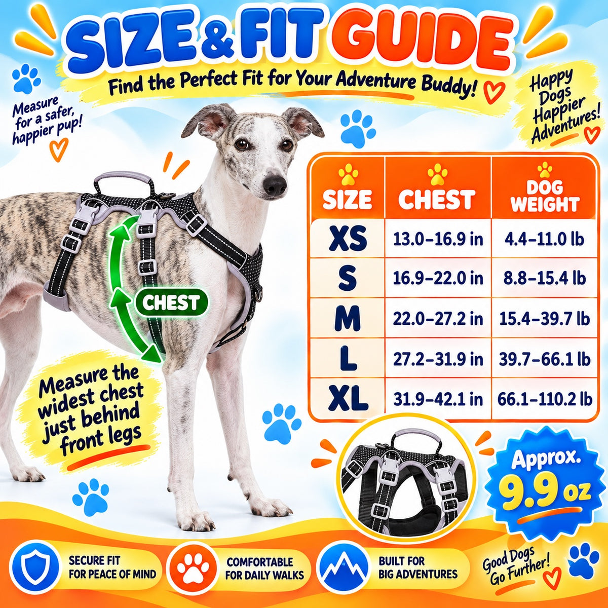 Reflective No-Pull Dog Harness With Lift Handle, 4 Colors and 5 Sizes, By GAVPEPY image 4 - 3.jpg