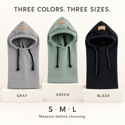 GAVPEPY Polyester Hooded Dog Ear and Neck Wrap, Black, Gray or Green in S, M and L, for covering ears and neck during supervised daily outings, cool-weather walks, travel and home routines, a long neck panel, open face and visible drawcords create image 4 - 3.jpg