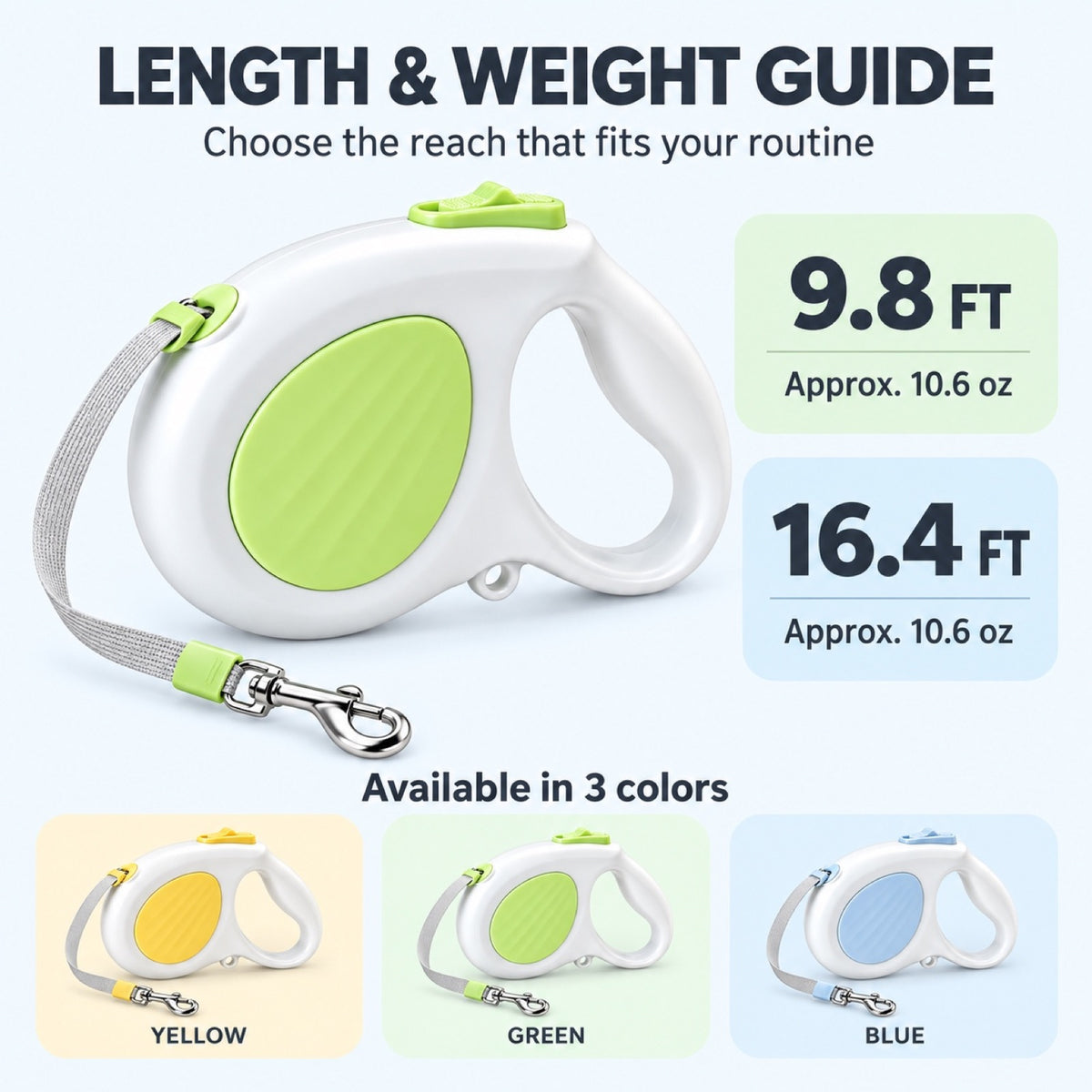 Basic Retractable Dog Leash, 3 Colors and 2 Lengths, By GAVPEPY image 4 - 3.jpg