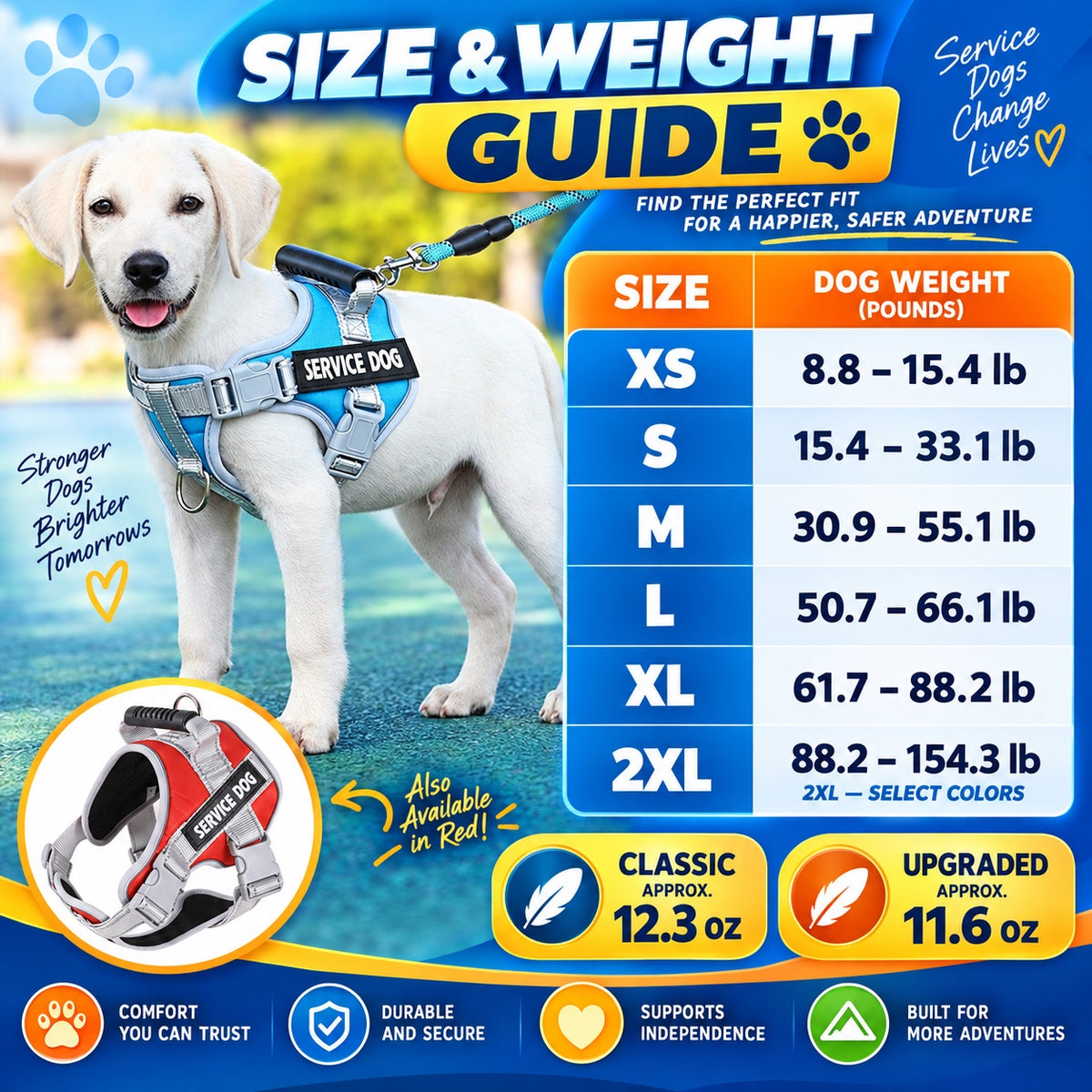 Reflective Service Dog Harness, 6 Styles and 6 Sizes, By GAVPEPY image 4 - 3.jpg
