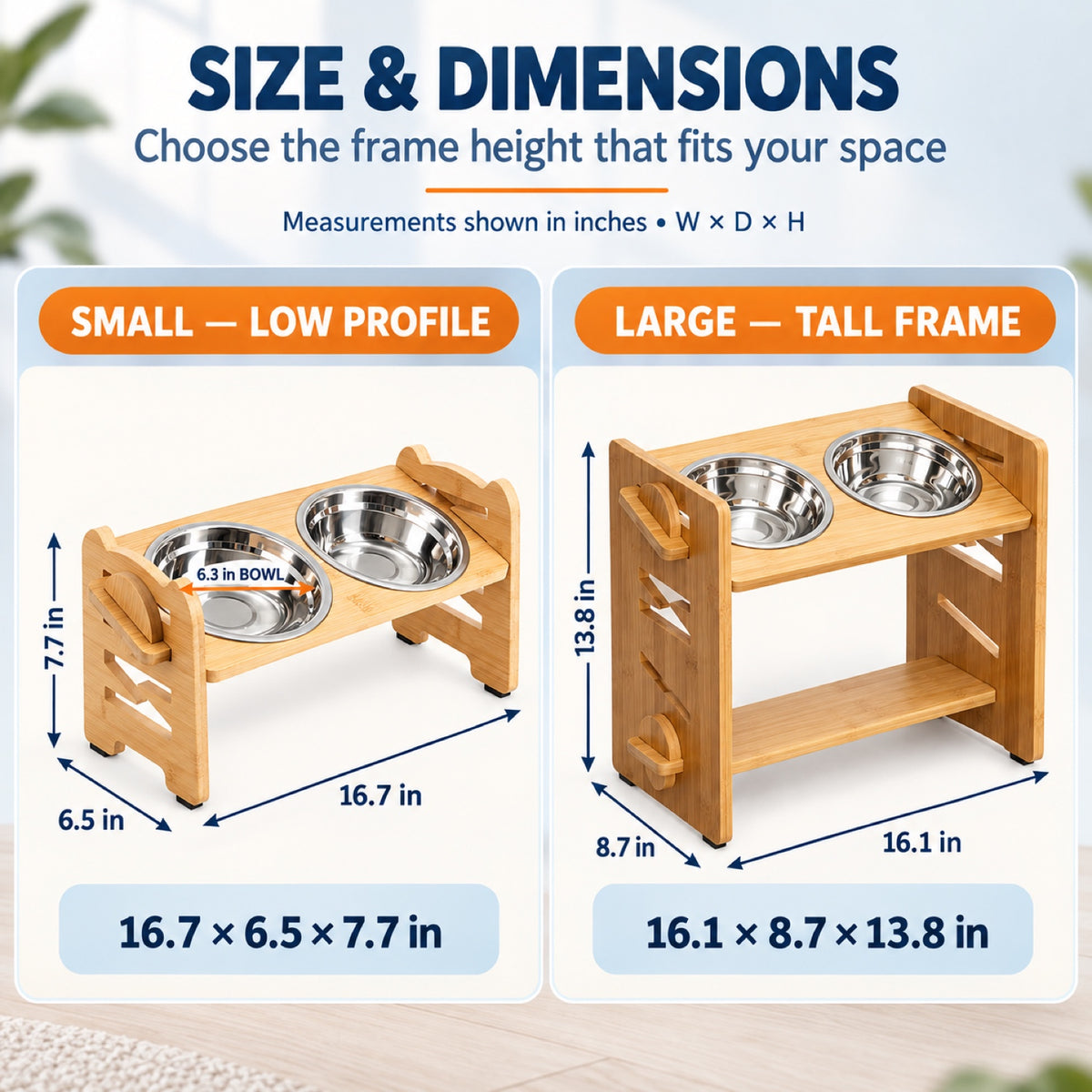 Foldable Bamboo Elevated Double Pet Bowl Stand, 2 Sizes, By GAVPEPY image 4 - 3.jpg