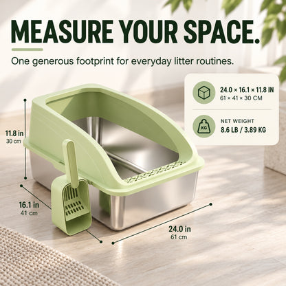 GAVPEPY Extra Large Stainless Steel High-Sided Cat Litter Box, 4 Options image 4 - 3.jpg