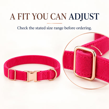 GAVPEPY Fabric Velvet-Look Dog Collar, Sizes 1-5 X 24-5-35 cm, 2-0 X 30-45 cm, 2-5 X 36-55 cm, Rose Pink, for neighborhood walks, park visits and daily dog wear; an adjustable neckwear option for supervised walks and everyday outings image 4 - 3.jpg