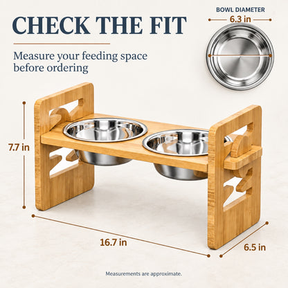 Flat-Bottom Bamboo Double Pet Bowl Stand, By GAVPEPY image 4 - 3.jpg