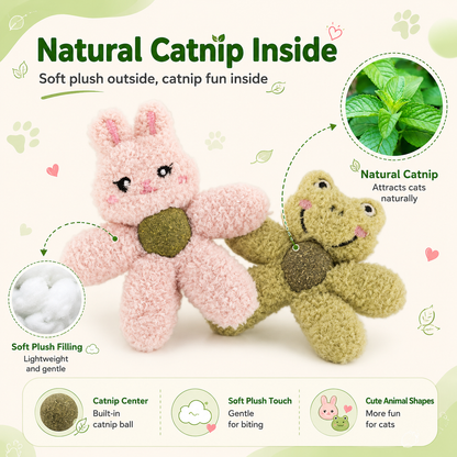 Plush Catnip Animal Cat Toy with Silvervine Ball image 3 - 3.png