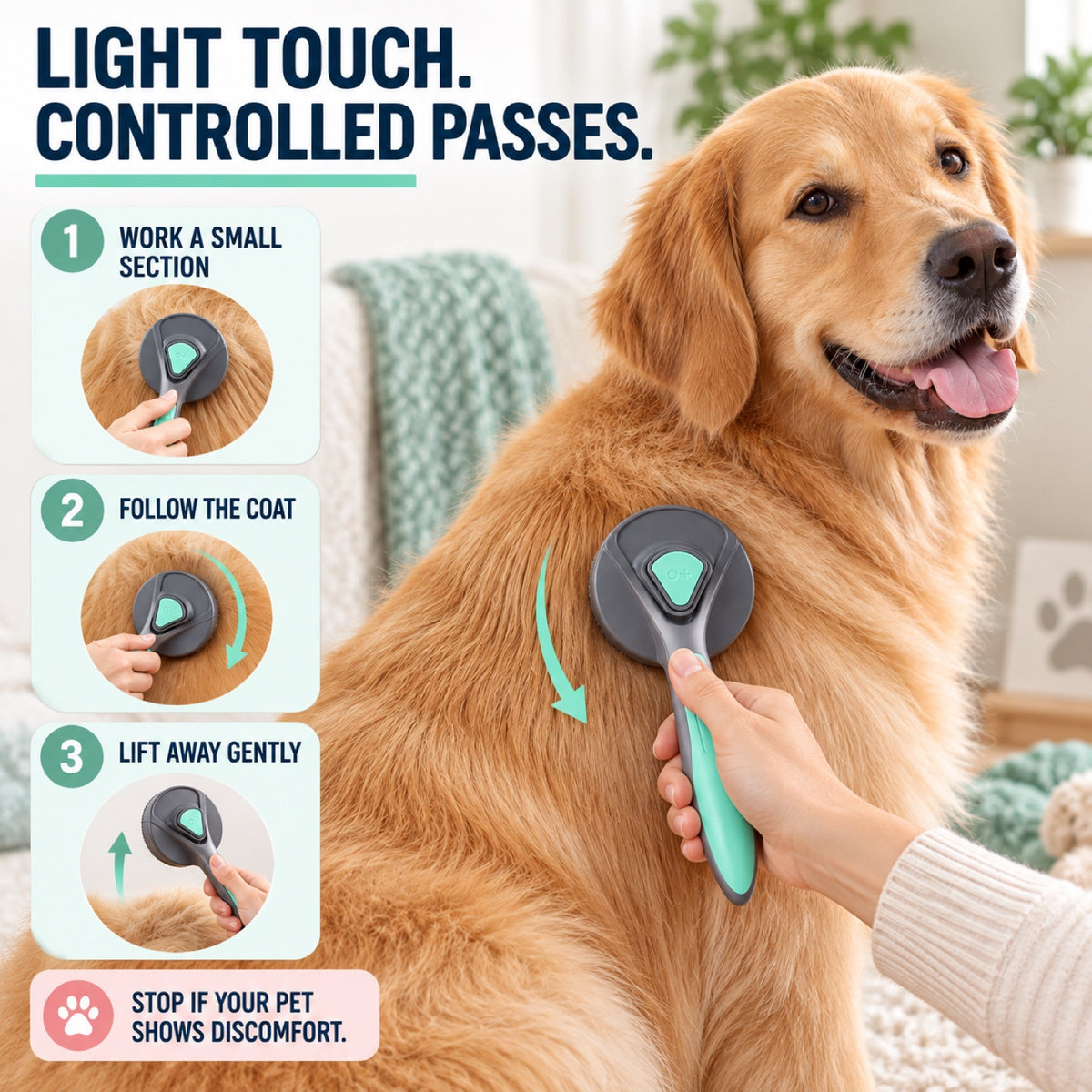 Stainless Steel Pet Slicker Brush, 3 Colors, By GAVPEPY image 4 - 3.jpg