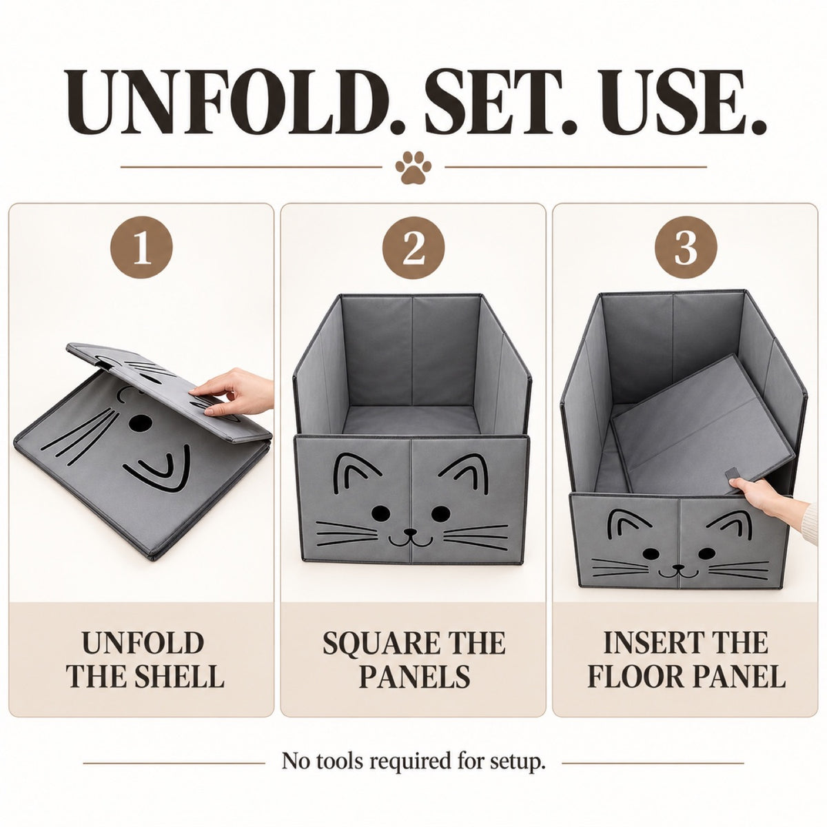 GAVPEPY Foldable High-Sided Cat Litter Box image 4 - 3.jpg