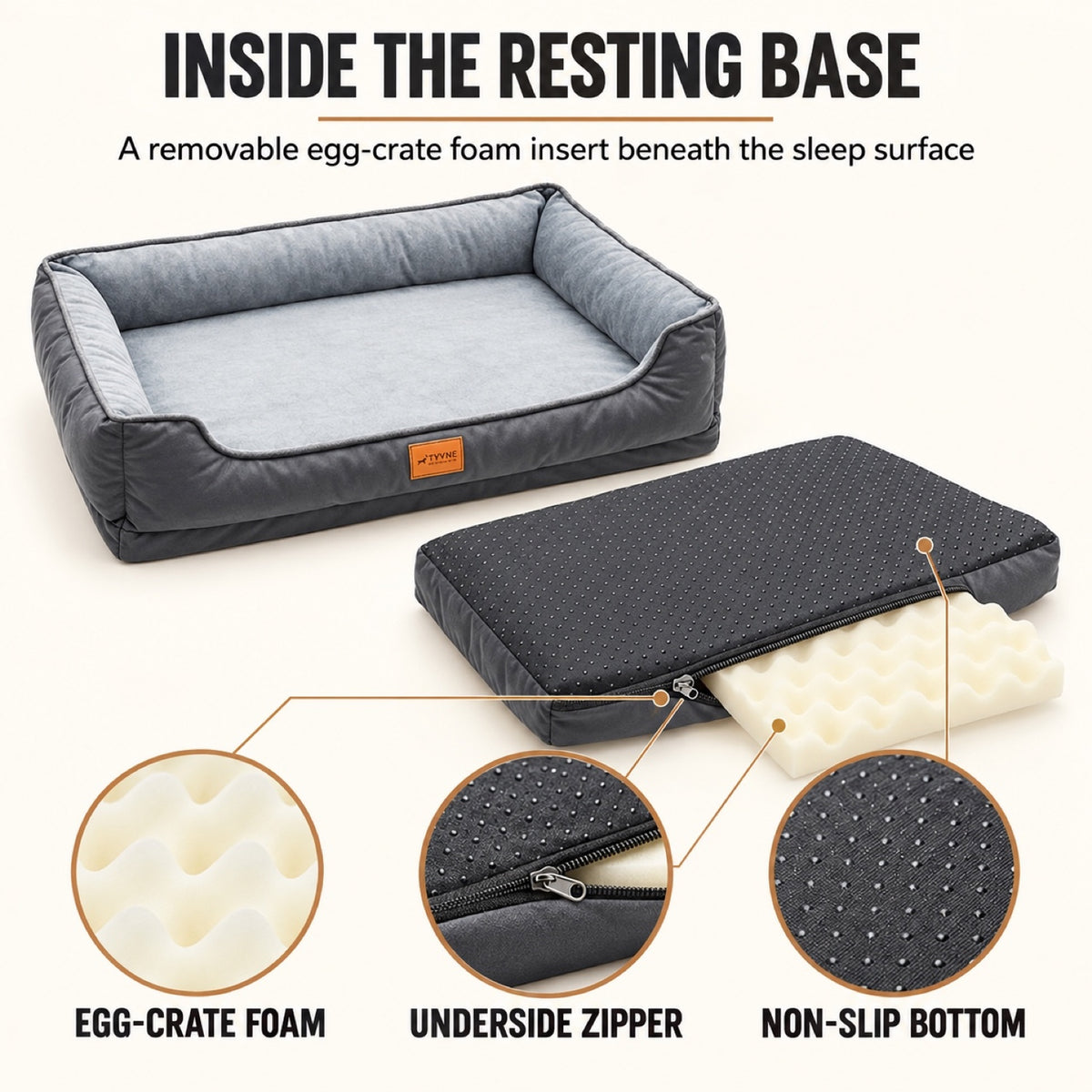 Egg-Crate Foam Bolster Pet Bed, 2 Sizes, By GAVPEPY image 4 - 3.jpg