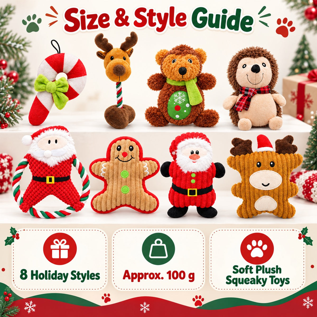 Plush Fabric Christmas Dog Toy, 8 Styles, By GAVPEPY image 4 - 3.jpg