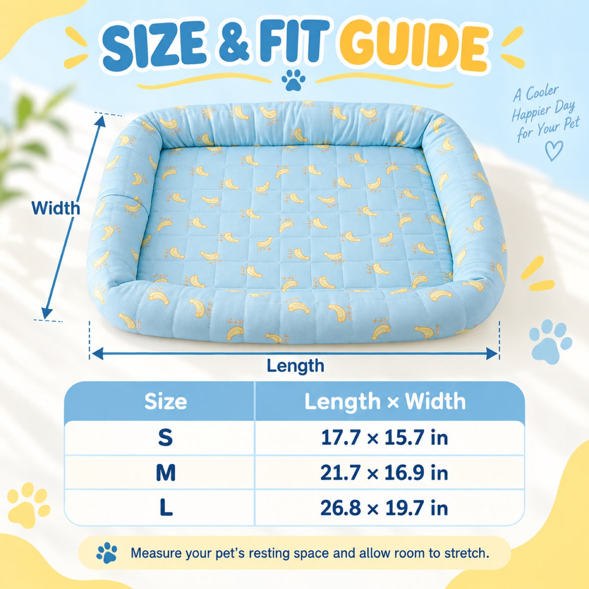 Printed Ice Silk Cooling Pet Bed, 5 Patterns & 3 Sizes, By GAVPEPY image 4 - 3.jpg