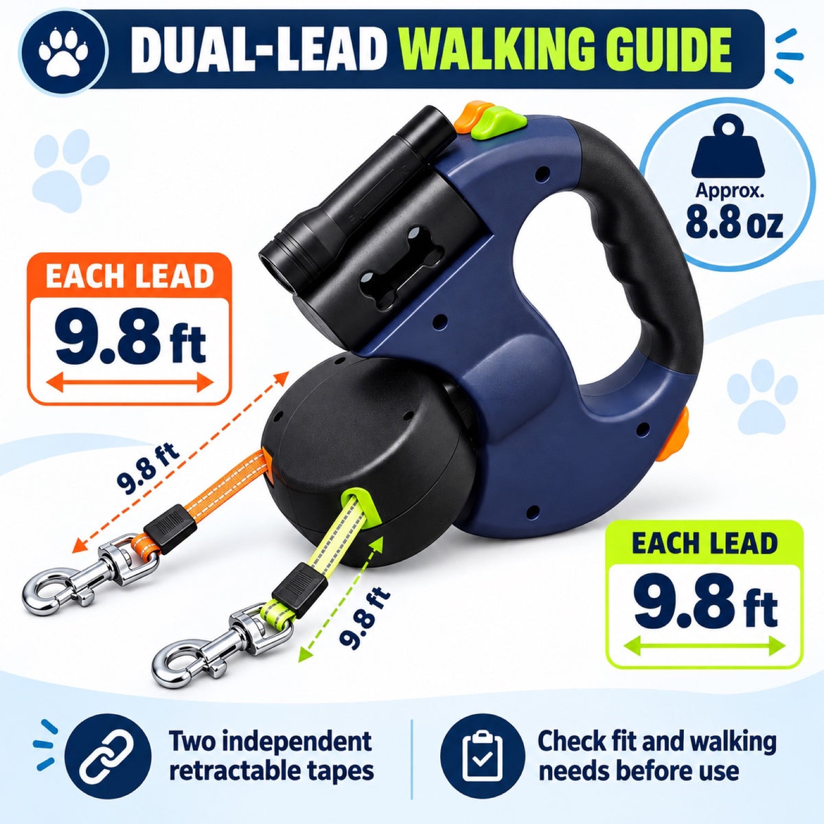 Dual-Dog Retractable Dog Leash, 3 Colors, By GAVPEPY image 4 - 3.jpg
