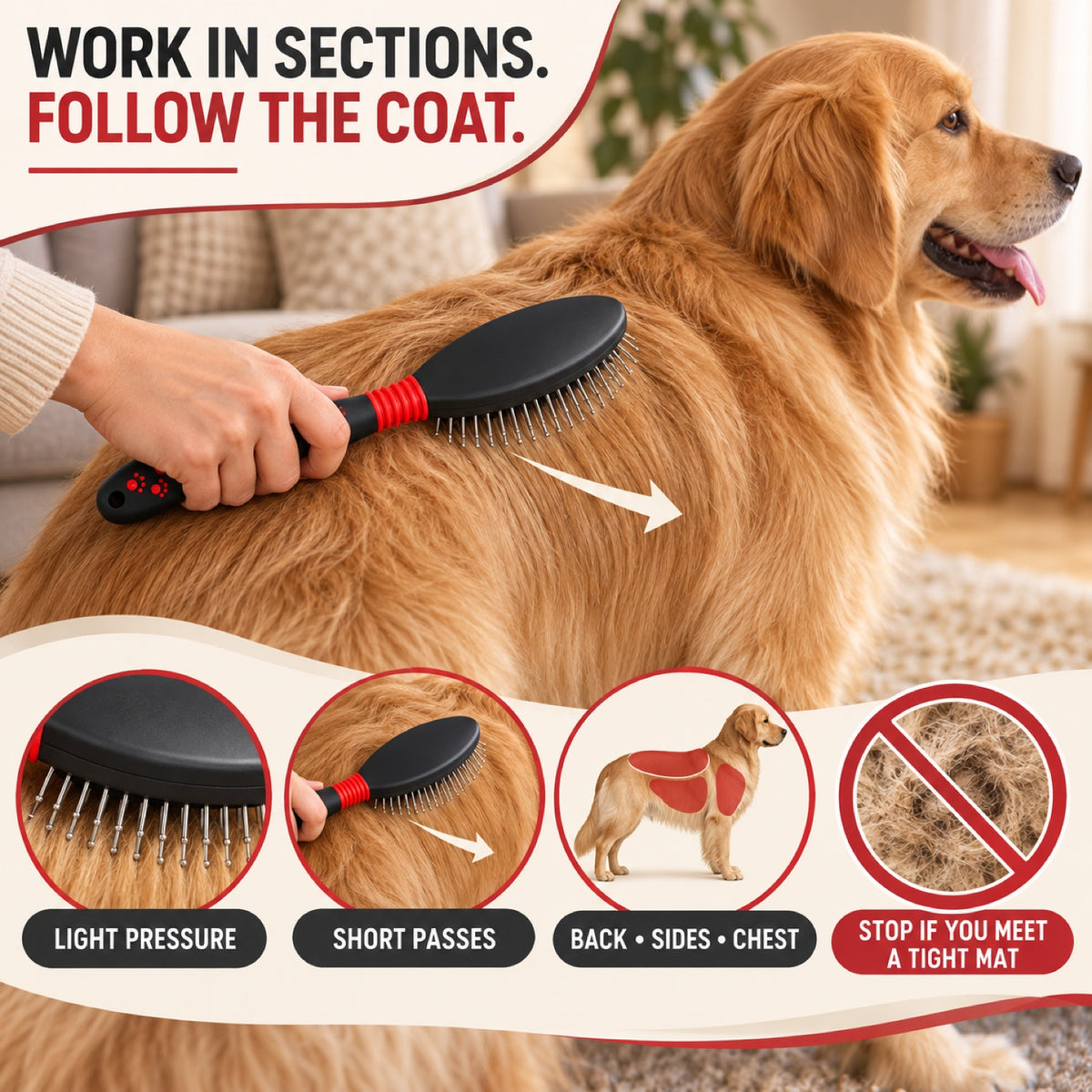 Cushion Pet Pin Brush with Red and Black Handle, By GAVPEPY image 4 - 3.jpg