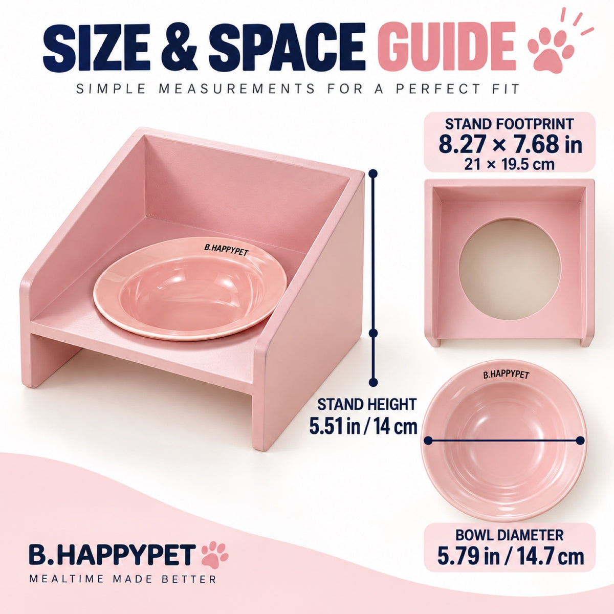 GAVPEPY Raised Ceramic Pet Bowl with Wood Stand, 14.7 cm bowl; 4.2 cm listed height, Pink, Yellow or Blue, for Everyday Dog and Cat Meals or Water at Home, angled bowl held in a low stand; a practical feeding setup for daily pet-care routines image 4 - 3.jpg