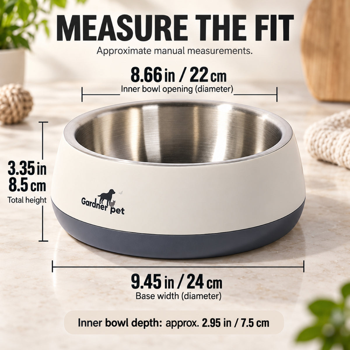 GAVPEPY Stainless Steel Pet Feeding Bowl, 22 cm diameter, Gray, Red or Green exterior, for Everyday Dog and Cat Meals or Water at Home, wide open bowl with colored outer base; a practical feeding setup for daily pet-care routines image 4 - 3.jpg