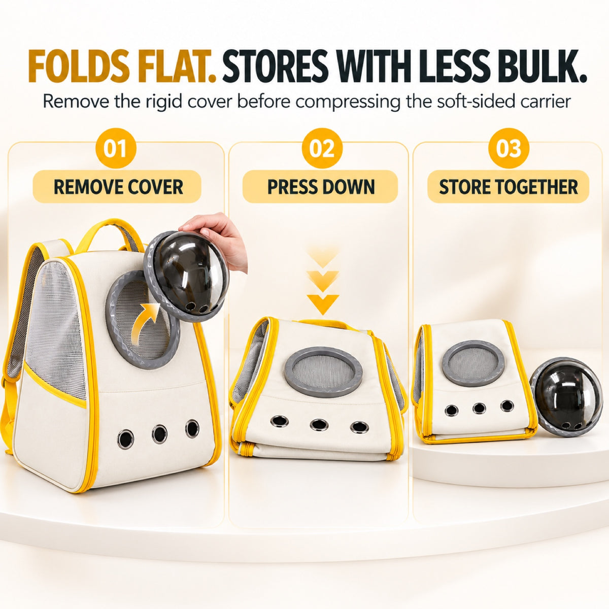 Space Capsule Foldable Pet Backpack, 3 Colors, By GAVPEPY image 4 - 3.jpg
