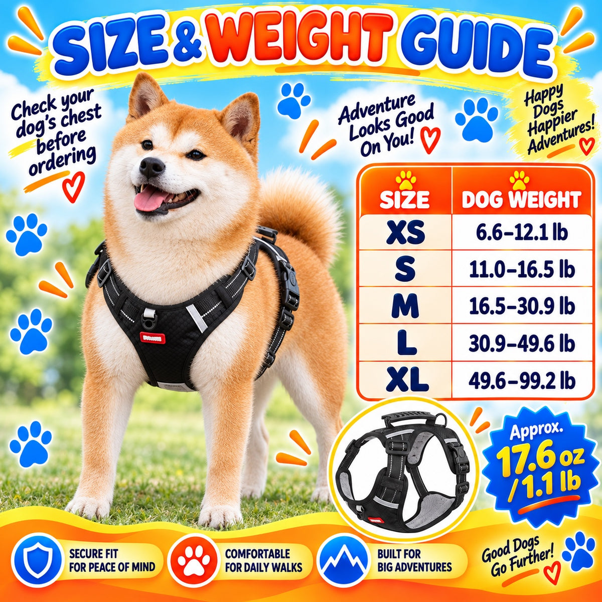 Adjustable PVC No-Pull Dog Harness, 3 Colors and 5 Sizes, By GAVPEPY image 4 - 3.jpg