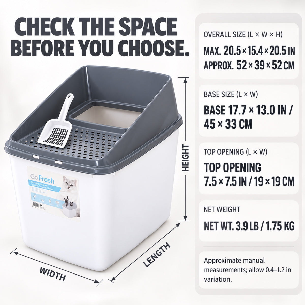 GAVPEPY Top-Entry Enclosed Cat Litter Box, 2 Options image 4 - 3.jpg